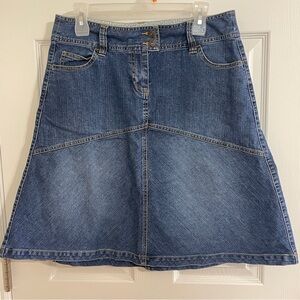 Vintage Bass Jeans A-Line Midi Skirt Medium Wash Coastal Cowgirl Western size 10